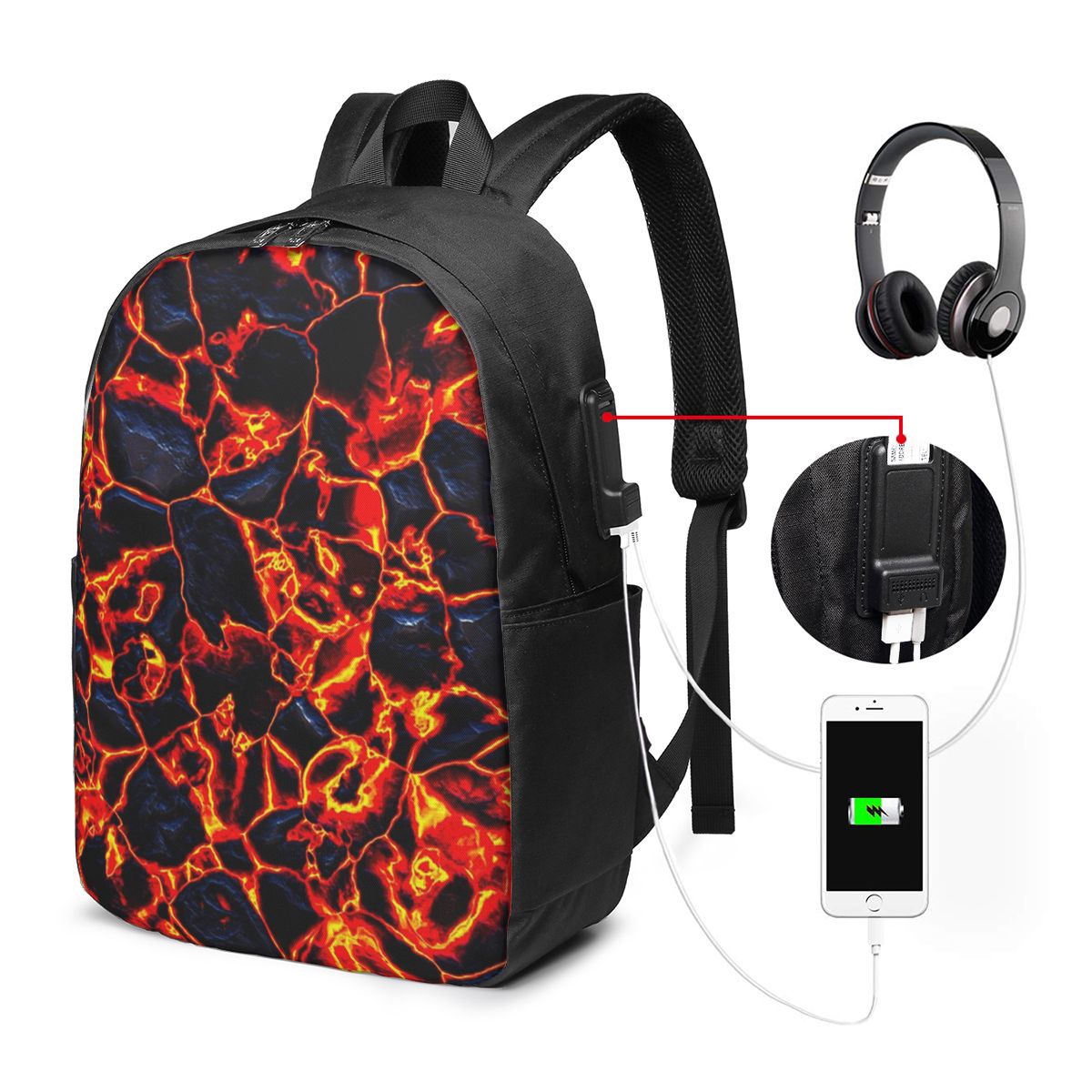 Magma Volcano Lava Fire Backpa - Women'S Bags recension och pris